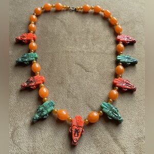 Beaded Necklace with Tribal Bead Masks